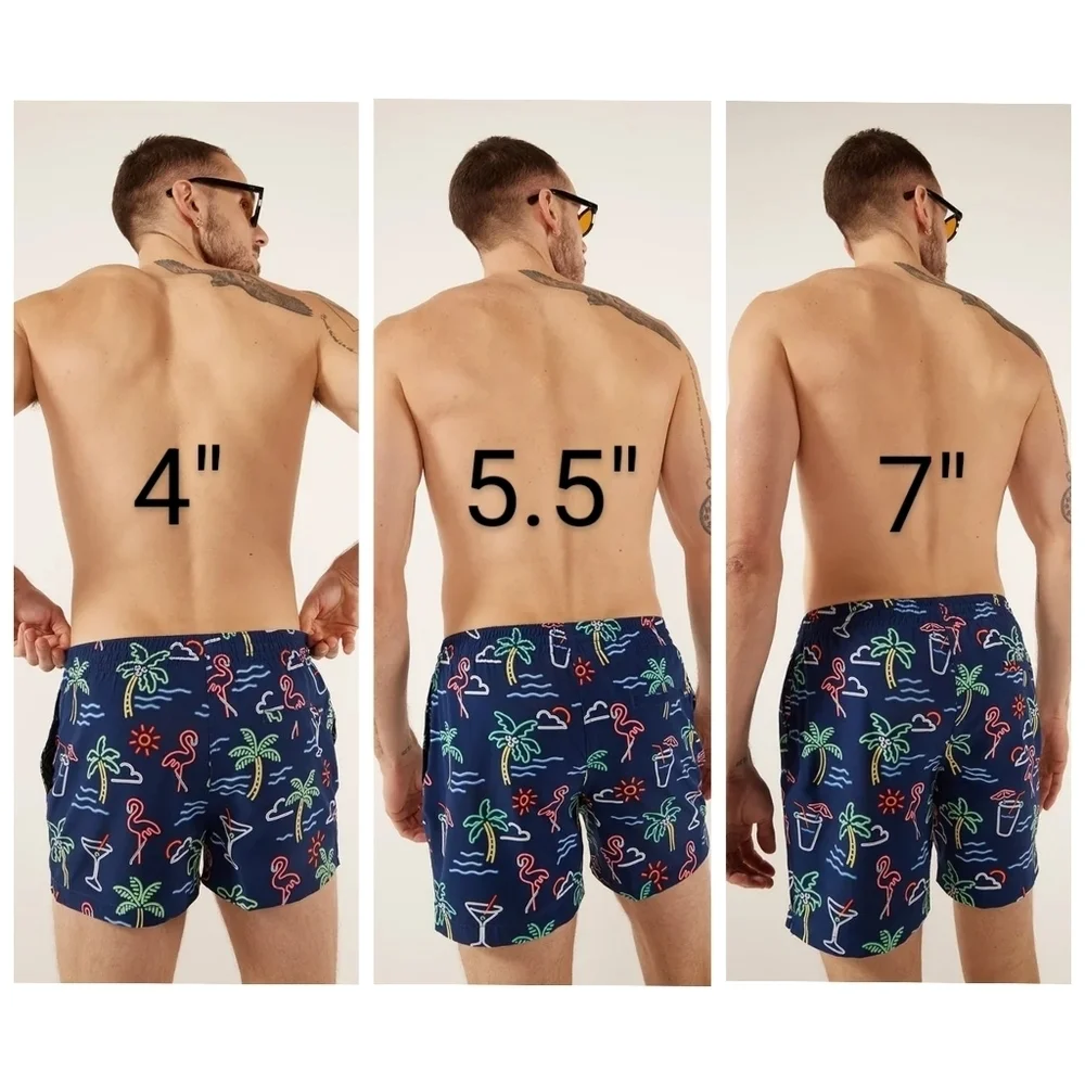 Chubbies Swim Trunks Mens Pink Blue Domingos Flamingos Boxer Shorts Liner